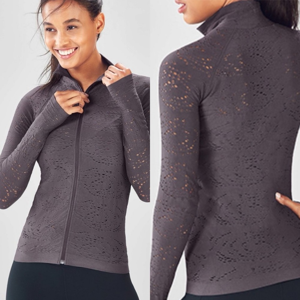 Fabletics Luciana Seamless Pointelle Jacket Zip Up size medium